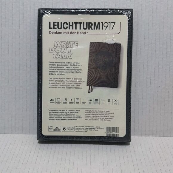 Leuchtturm 1917 Grey Metallic A5 Hardcover‎ Notebook “Write Don't Talk” Limited - Picture 3 of 3